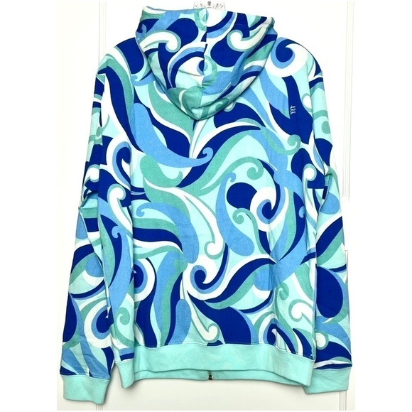 NWT HILL HOUSE Psychedelic Wave Print Fleece Zip‎ Up Hooded Sweatshirt S - Picture 6 of 13